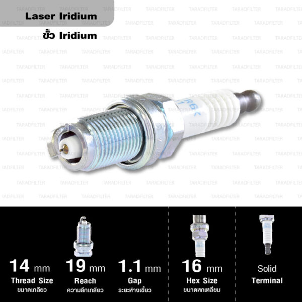 NGK หัวเทียน LASER IRIDIUM IZFR6K-11S ใช้สำหรับรถยนต์ Honda Civic FD1/ FD7/ FD4/ FD6 (R16A2, R18A1, R18A2), CR-V 3 2.0 (R20A2) (1 หัว) - Made in Japan