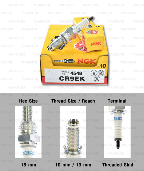 หัวเทียน NGK CR9EK ขั้ว Nickel Multigrounded ใช้สำหรับ Yamaha YZF-R15 ตัวเก่า ,M-slaz, Benelli TNT300-600, Kawasaki Z800, Suzuki GSX750 (1 หัว) – Made in Japan