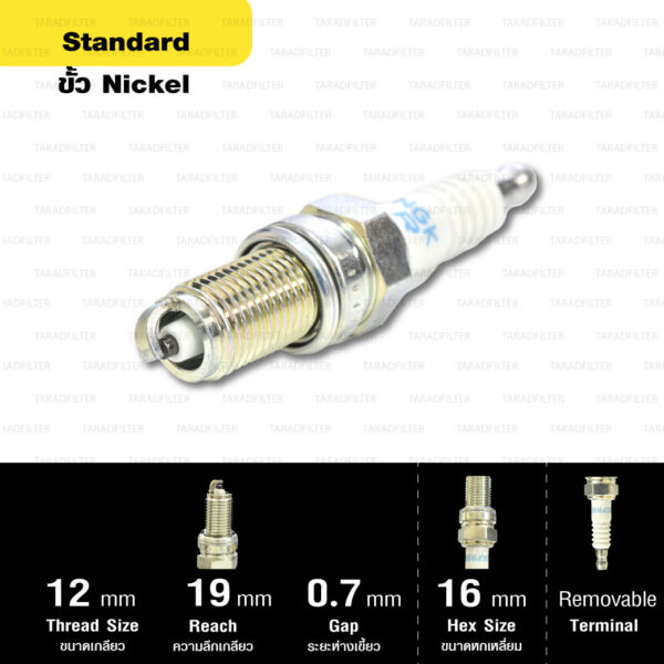 หัวเทียน NGK DCPR8E ขั้ว Nickel ใช้สำหรับ Ducati M795, M796