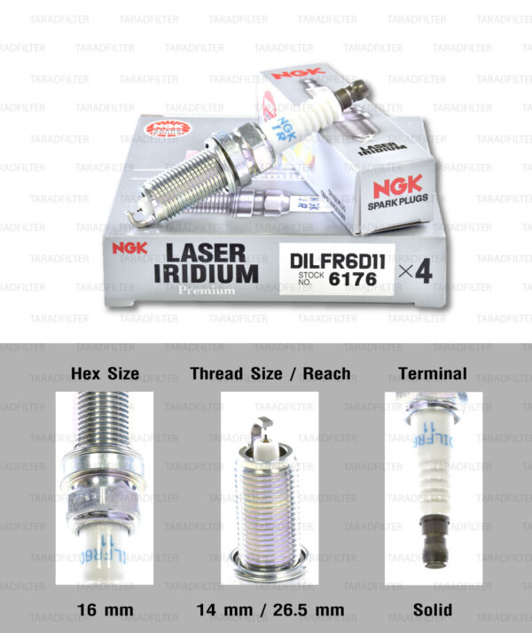 NGK หัวเทียน Laser Iridium ขั้ว Iridium ติดรถ DILFR6D11 ใช้สำหรับรถยนต์ มอเตอร์ไซค์ Mitsubishi Mirage 2012 มิราจ และ Attrage 2013 (แทนเบอร์ศูนย์ไทย DILFR6A11) (1 หัว) - Made in Japan