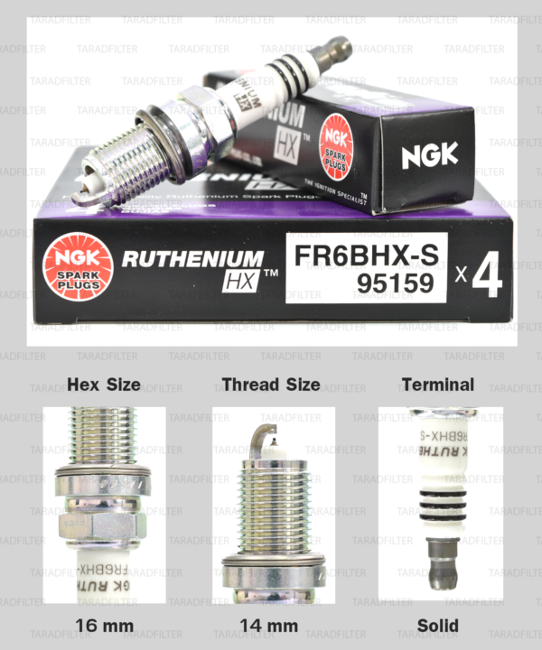 NGK หัวเทียน Ruthenium HX ขั้ว Ruthenium FR6BHX-S ใช้สำหรับ Honda Civic , City, CRV, Freed, Jazz - Made in Japan