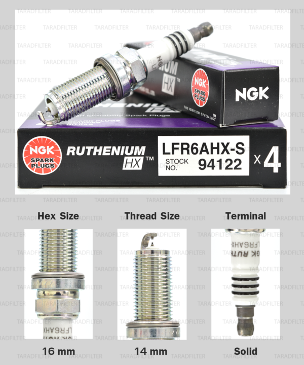 NGK หัวเทียน Ruthenium HX ขั้ว Ruthenium LFR6AHX-S ใช้สำหรับรถ Toyota Fortuner 2.7L ’05, Hilux Vigo 2.7L, Innova 2.0L ’04 - Made in Japan