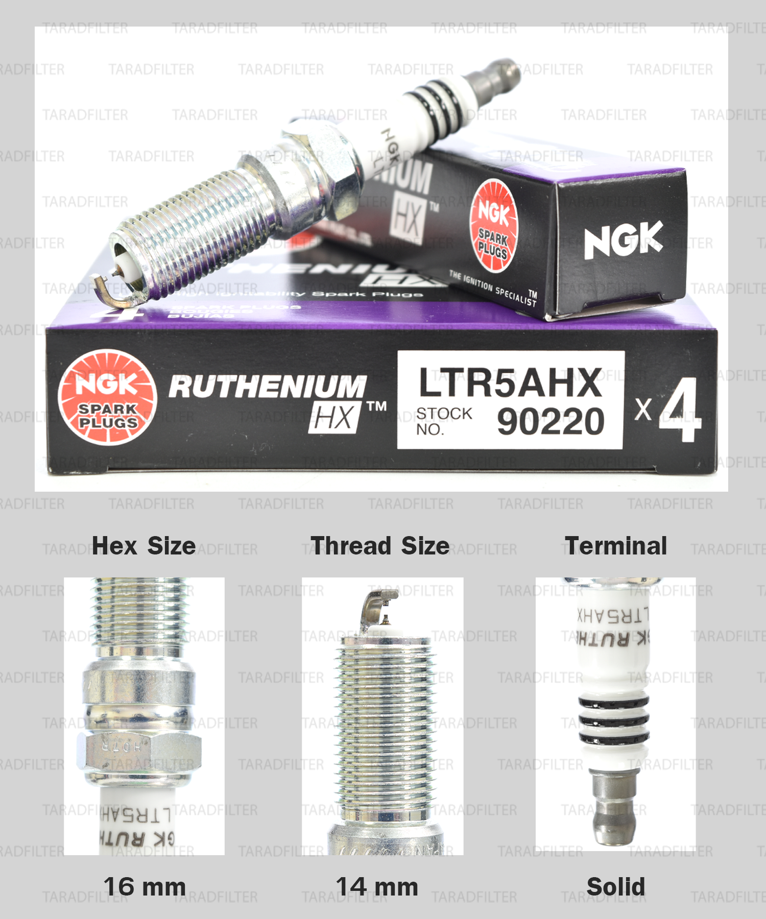 NGK หัวเทียน Ruthenium HX ขั้ว Ruthenium LTR5AHX ใช้สำหรับรถ Ford Fiesta 1.4/1.5/1.6L, Mazda 3 เครื่อง 2.0, 2.3L - Made in Japan