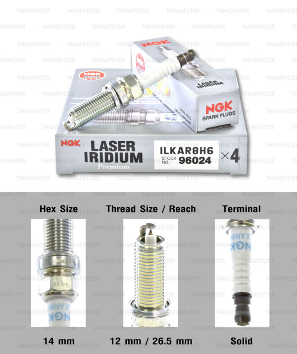 NGK หัวเทียนขั้ว LASER IRIDIUM ILKAR8H6 ใช้สำหรับรถยนต์ Subaru Forester 2.5 ’14 – ’16, Forester 2.0 ’14-’16, WRX (1 หัว) - Made in Japan