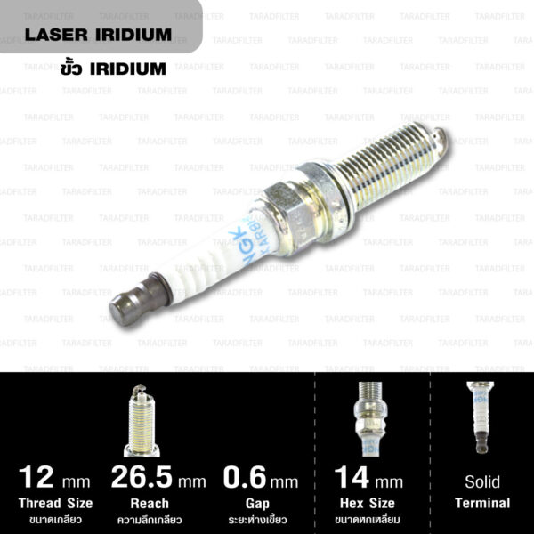 NGK หัวเทียนขั้ว LASER IRIDIUM ILKAR8H6 ใช้สำหรับรถยนต์ Subaru Forester 2.5 ’14 – ’16, Forester 2.0 ’14-’16, WRX (1 หัว) - Made in Japan