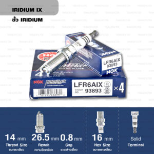 หัวเทียน NGK LFR6AIX ขั้ว Iridium ใช้สำหรับ Toyota Fortuner 2.7L (1 หัว) - Made in Japan