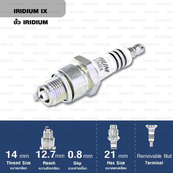 หัวเทียน NGK BPR7HIX ขั้ว Iridium ใช้สำหรับ RC80, RC100, SPINTER, COSMO, TUXEDO, NEON, LEO (1 หัว) - Made in Japan