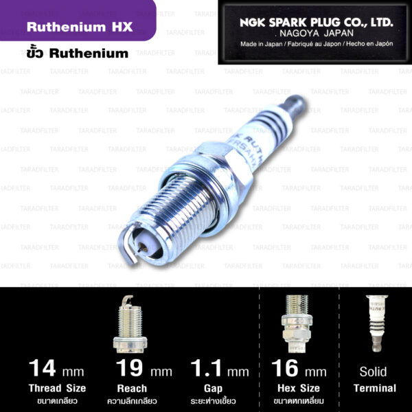 NGK หัวเทียน Ruthenium HX ขั้ว Ruthenium FR5AHX ใช้สำหรับรถ Corolla, Vios, Mazda 323, Honda Jazz GD , City ปีเก่า - Made in Japan