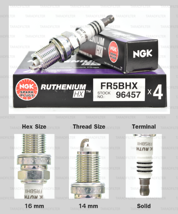 NGK หัวเทียน Ruthenium HX ขั้ว Ruthenium FR5BHX ( ใช้อัพเกรด ZFR5FIX-11 ตรงรุ่น ) ใช้สำหรับรถ Honda Accord ปีเก่า , Mazda 323 Protégé, Ford Laser Tierra - Made in Japan