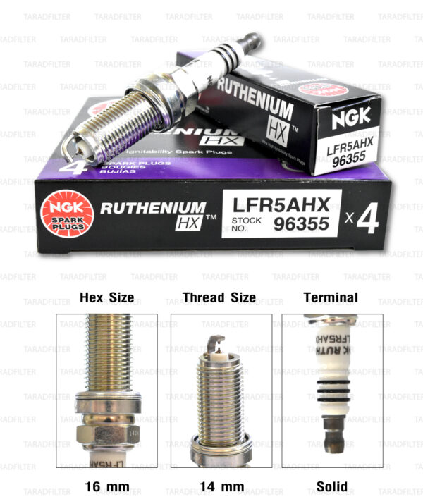 NGK หัวเทียน Ruthenium HX ขั้ว Ruthenium LFR5AHX ใช้สำหรับรถ Nissan Teana 2.3L ( ใช้อัพเกรด LFR5AIX-11 ตรงรุ่น ) - Made in Japan