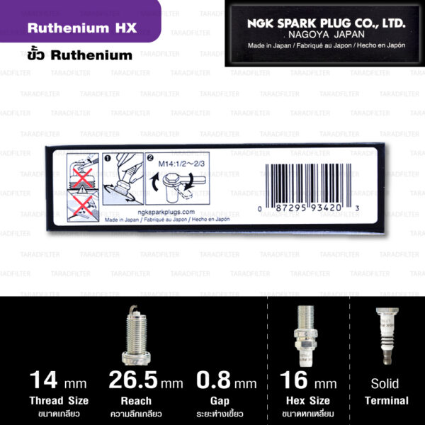 NGK หัวเทียน Ruthenium HX ขั้ว Ruthenium LFR6BHX ( อัพเกรด LFR6AIX / LFR6B )- Made in Japan