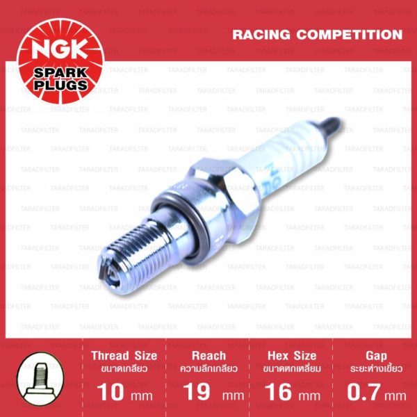 หัวเทียน NGK R0409B-8 ขั้ว Iridium Racing กล่องแดง ใช้สำหรับ Honda CRF250R 2005-2006