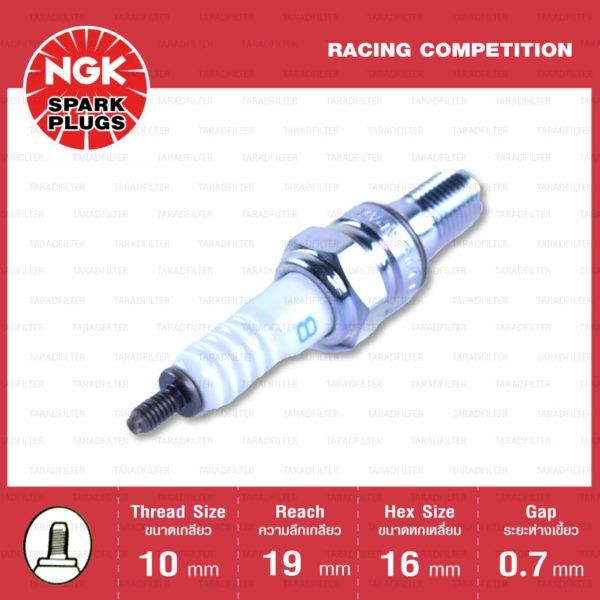 หัวเทียน NGK R0409B-8 ขั้ว Iridium Racing กล่องแดง ใช้สำหรับ Honda CRF250R 2005-2006