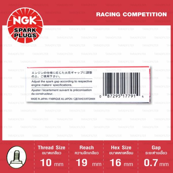 หัวเทียน NGK R0409B-8 ขั้ว Iridium Racing กล่องแดง ใช้สำหรับ Honda CRF250R 2005-2006