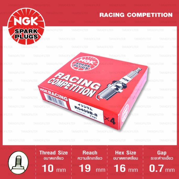 หัวเทียน NGK R0409B-8 ขั้ว Iridium Racing กล่องแดง ใช้สำหรับ Honda CRF250R 2005-2006