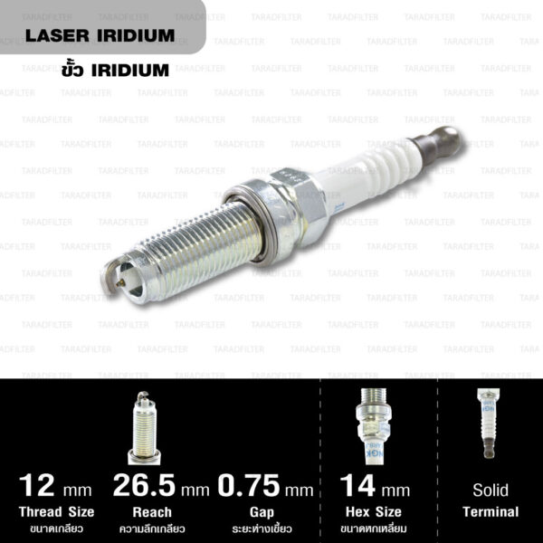 NGK หัวเทียน LASER IRIDIUM ILZKAR8J8SY ใช้สำหรับ Honda Civic FC, FK 1.5 / Accord 1.5 (1 หัว) - Made in Japan