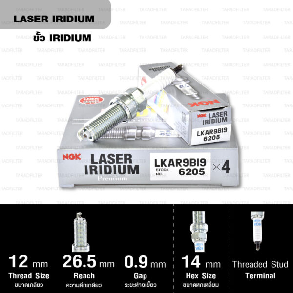 NGK หัวเทียน LASER IRIDIUM LKAR9BI9 ใช้สำหรับ KTM RC8 1148 (1 หัว) - Made in Japan