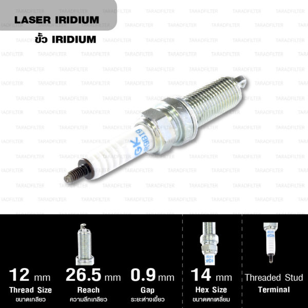 NGK หัวเทียน LASER IRIDIUM LKAR9BI9 ใช้สำหรับ KTM RC8 1148 (1 หัว) - Made in Japan