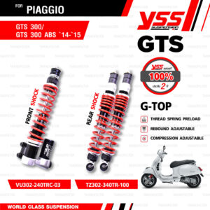 YSS โช๊คแก๊สหน้าและหลัง ใช้สำหรับ Vespa GTS 【 VU302-240TRC-03 】,【 TZ302-340TR 】 โช๊คหน้าสปริงแดง / โช๊คหลังสปริงแดง [ โช๊ค YSS แท้ 100% พร้อมประกันศูนย์ 2 ปี ]