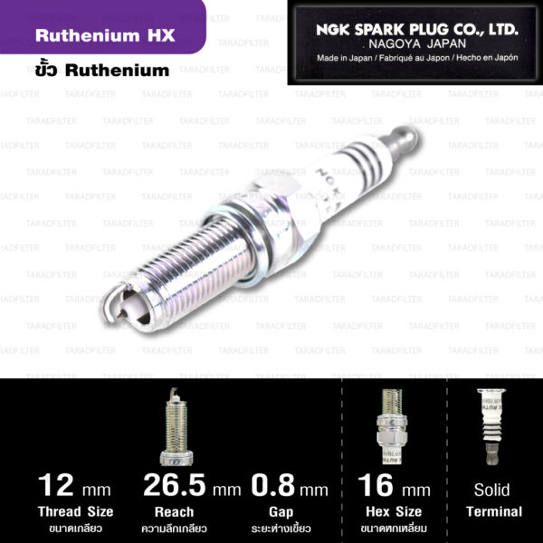 NGK หัวเทียน Ruthenium HX ขั้ว Ruthenium LKR7BHX - Made in Japan