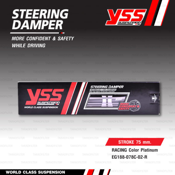 YSS STEERING DAMPER กันสะบัด CLAMP B สี Platinum รุ่น Titanium Racing สำหรับมอเตอร์ไซค์ [ EG188-078C-02-R ]