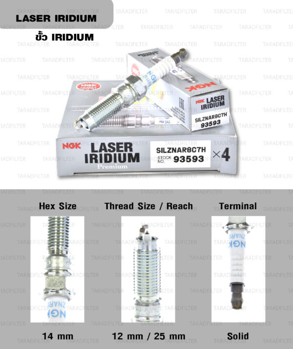 NGK หัวเทียน LASER IRIDIUM SILZNAR8C7H ใช้สำหรับ Ford Ecosport 1.0 / Fiesta 1.0 / Focus 1.0 Ecoboost (1 หัว) - Made in Japan