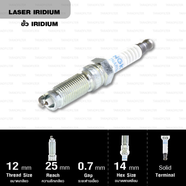 NGK หัวเทียน LASER IRIDIUM SILZNAR8C7H ใช้สำหรับ Ford Ecosport 1.0 / Fiesta 1.0 / Focus 1.0 Ecoboost (1 หัว) - Made in Japan