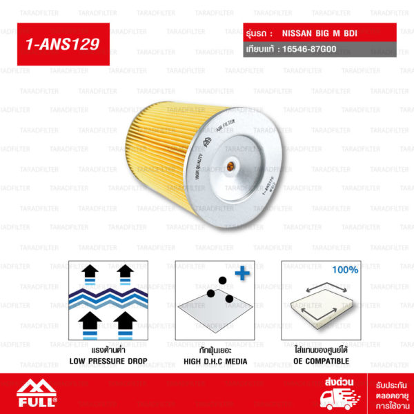 FULL ไส้กรองอากาศ NISSAN BIG M BDI #16546-87G00 [ 1-ANS129 ]