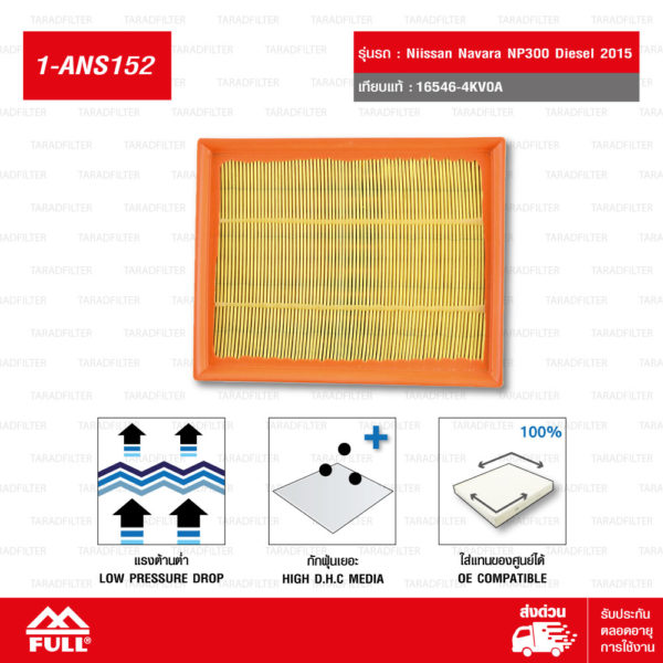 FULL ไส้กรองอากาศ รถกระบะ นิสสัน นาวาร่า เอ็นพี 300 ดีเซล Nissan Navara NP300 D 2015' #16546-4KV0A [1-ANS152]