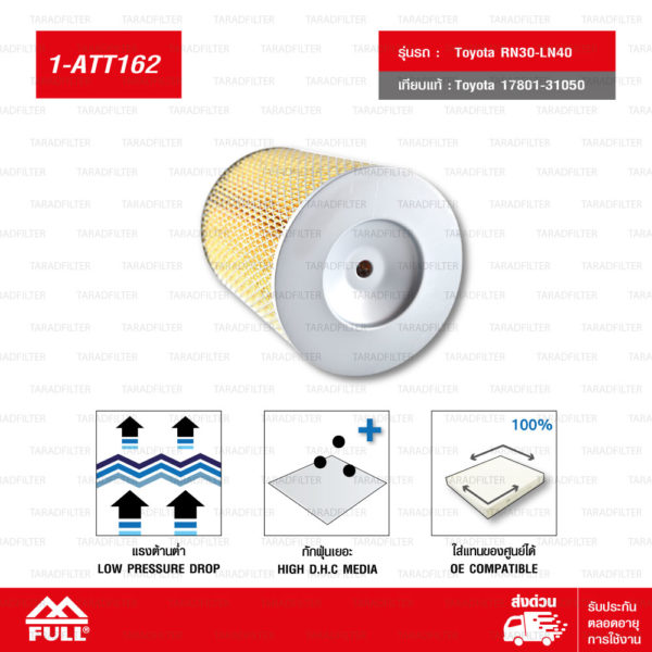 FULL ไส้กรองอากาศ Toyota RN30-LN40 #17801-31050[1-ATT162]