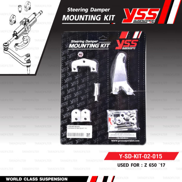 YSS STEERING DAMPER กันสะบัด CLAMP B สี Platinum สำหรับมอเตอร์ไซค์ Kawasaki Z 650 ปี 2017 [ Y-SD-KIT-02-015 ]