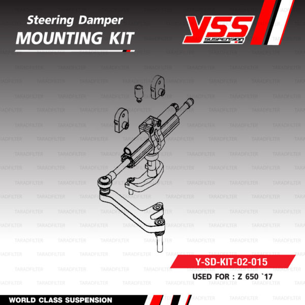 YSS STEERING DAMPER กันสะบัด CLAMP B สี Platinum สำหรับมอเตอร์ไซค์ Kawasaki Z 650 ปี 2017 [ Y-SD-KIT-02-015 ]