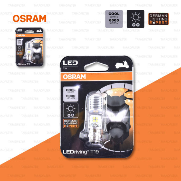 OSRAM หลอดไฟหน้ามอเตอร์ไซค์ LED รุ่น T19 สี COOL WHITE / 6,000 KELVIN [ 12V / 5-6W ]