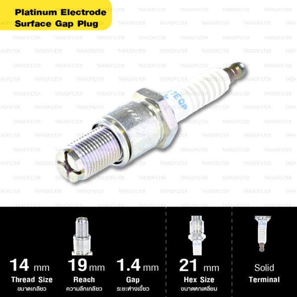 หัวเทียน NGK BUR7EQP ขั้ว Platinum Surface Gap Plug ใช้สำหรับ Mazda RX-7 ('86-'95) (1 หัว) – Made in Japan