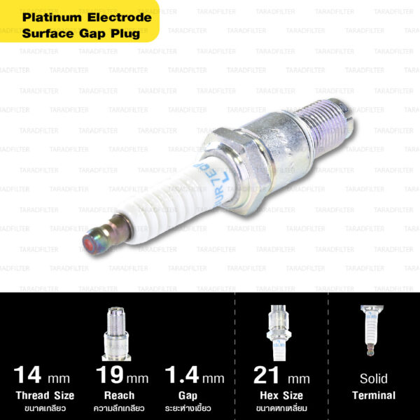 หัวเทียน NGK BUR7EQP ขั้ว Platinum Surface Gap Plug ใช้สำหรับ Mazda RX-7 ('86-'95) (1 หัว) – Made in Japan