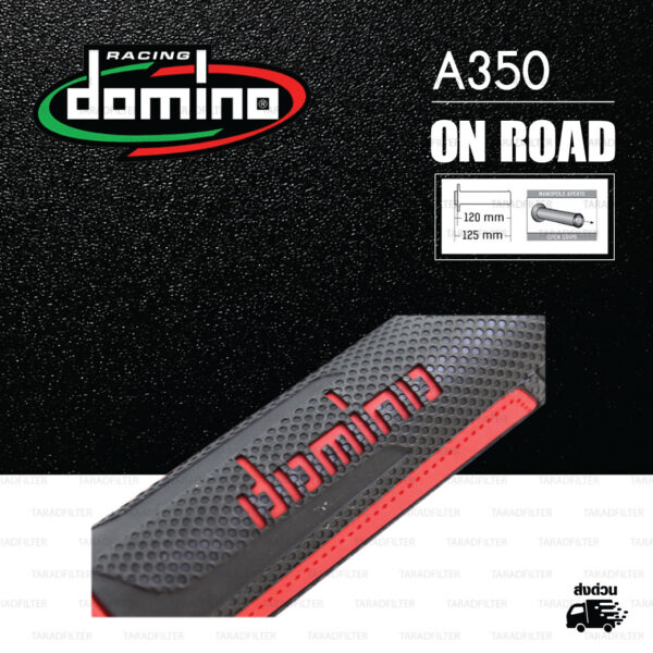 DOMINO MANOPOLE GRIP ปลอกแฮนด์ รุ่น A350 สีดำ-แดง ใช้สำหรับรถมอเตอร์ไซค์ [ 1 คู่ ]