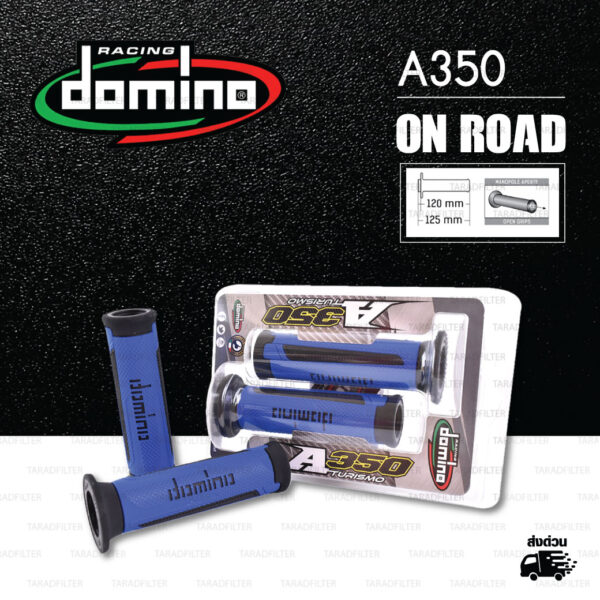 DOMINO MANOPOLE GRIP ปลอกแฮนด์ รุ่น A350 สีน้ำเงิน-ดำ ใช้สำหรับรถมอเตอร์ไซค์ [ 1 คู่ ]