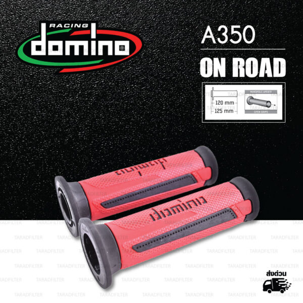 DOMINO MANOPOLE GRIP ปลอกแฮนด์ รุ่น A350 สีแดง-ดำ ใช้สำหรับรถมอเตอร์ไซค์ [ 1 คู่ ]