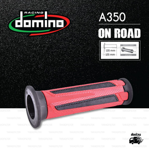 DOMINO MANOPOLE GRIP ปลอกแฮนด์ รุ่น A350 สีแดง-ดำ ใช้สำหรับรถมอเตอร์ไซค์ [ 1 คู่ ]