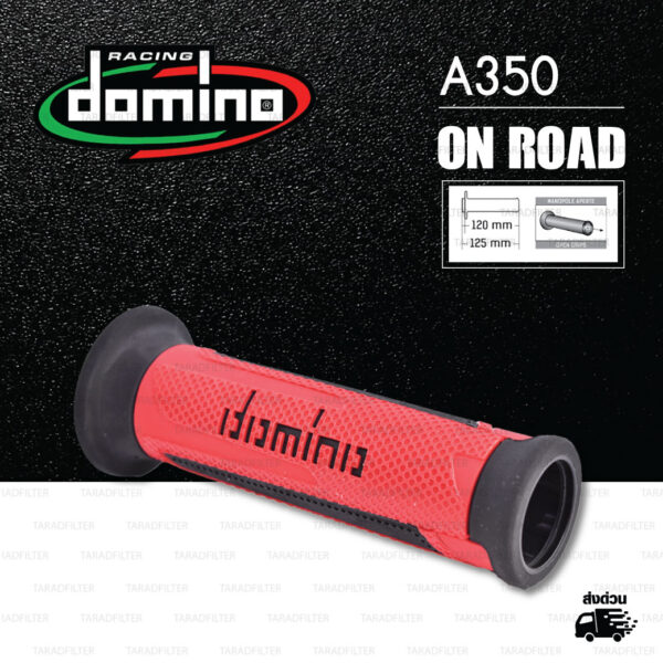 DOMINO MANOPOLE GRIP ปลอกแฮนด์ รุ่น A350 สีแดง-ดำ ใช้สำหรับรถมอเตอร์ไซค์ [ 1 คู่ ]