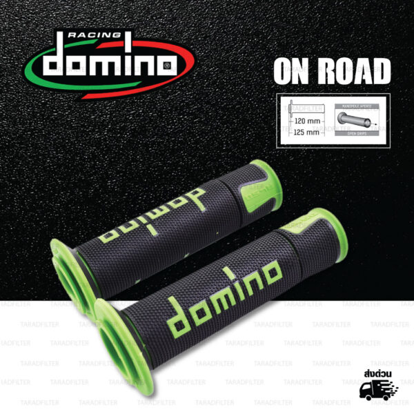 DOMINO MANOPOLE GRIP ปลอกแฮนด์ รุ่น A450 รุ่นใหม่ล่าสุด สีดำ-เขียว ใช้สำหรับรถมอเตอร์ไซค์ [ 1 คู่ ]