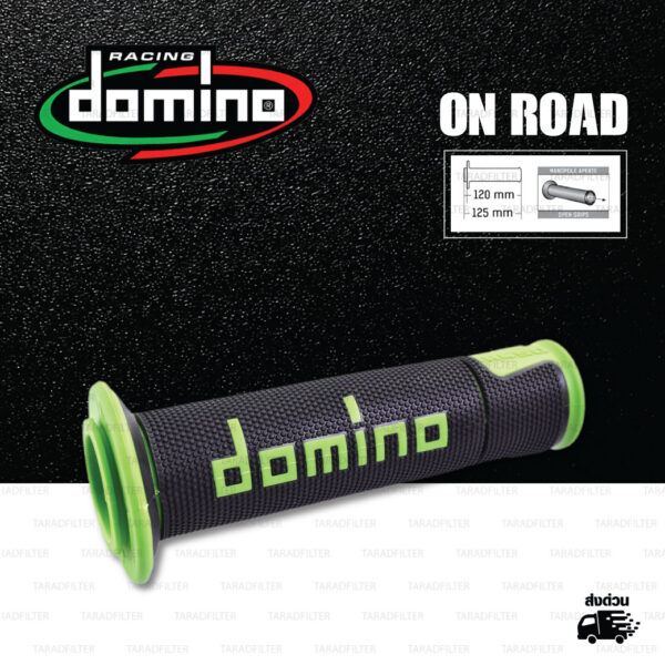 DOMINO MANOPOLE GRIP ปลอกแฮนด์ รุ่น A450 รุ่นใหม่ล่าสุด สีดำ-เขียว ใช้สำหรับรถมอเตอร์ไซค์ [ 1 คู่ ]