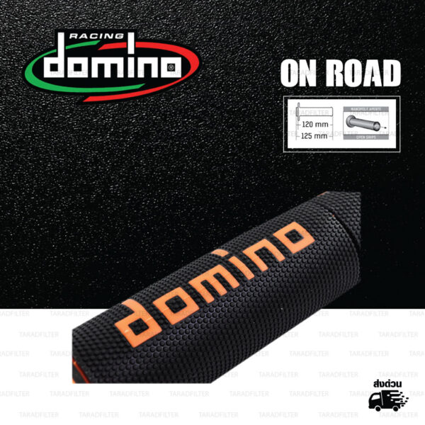 DOMINO MANOPOLE GRIP ปลอกแฮนด์ รุ่น A450 รุ่นใหม่ล่าสุด สีดำ-ส้ม ใช้สำหรับรถมอเตอร์ไซค์ [ 1 คู่ ]