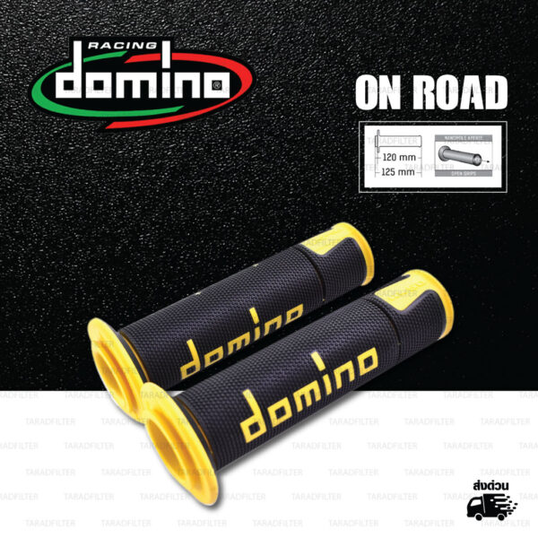 DOMINO MANOPOLE GRIP ปลอกแฮนด์ รุ่น A450 รุ่นใหม่ล่าสุด สีดำ-เหลือง ใช้สำหรับรถมอเตอร์ไซค์ [ 1 คู่ ]