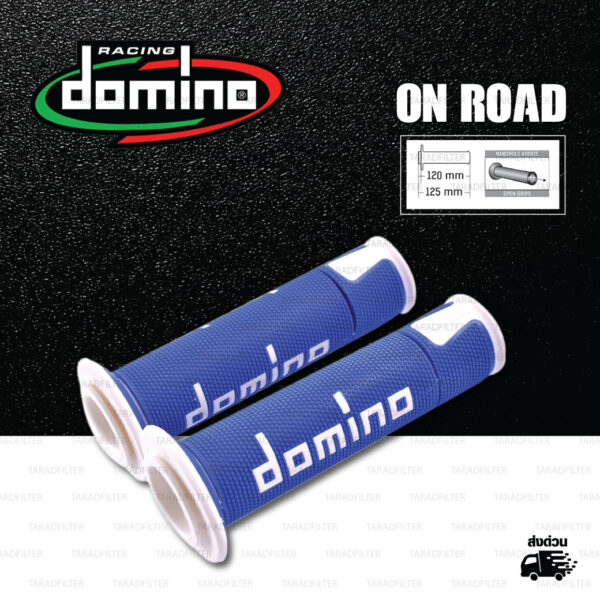 DOMINO MANOPOLE GRIP ปลอกแฮนด์ รุ่น A450 รุ่นใหม่ล่าสุด สีน้ำเงิน-ขาว ใช้สำหรับรถมอเตอร์ไซค์ [ 1 คู่ ]