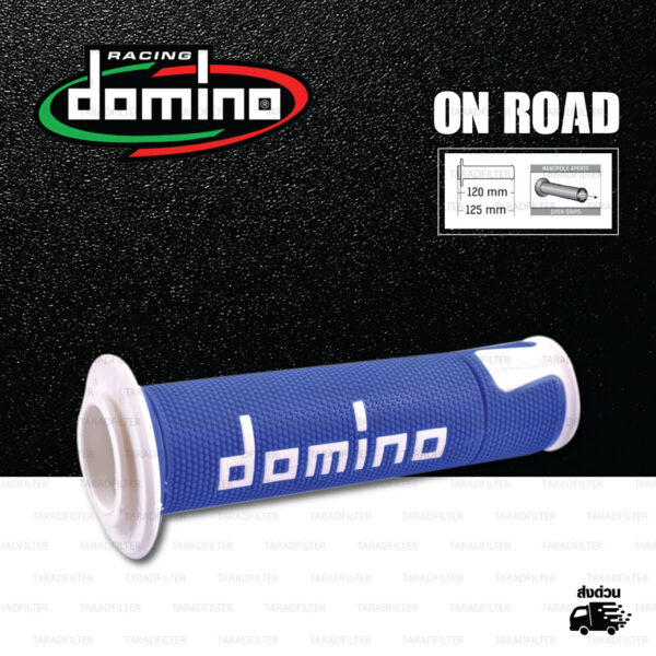 DOMINO MANOPOLE GRIP ปลอกแฮนด์ รุ่น A450 รุ่นใหม่ล่าสุด สีน้ำเงิน-ขาว ใช้สำหรับรถมอเตอร์ไซค์ [ 1 คู่ ]