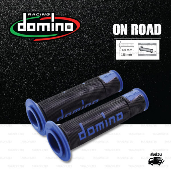 DOMINO MANOPOLE GRIP ปลอกแฮนด์ รุ่น A450 รุ่นใหม่ล่าสุด สีดำ-น้ำเงิน ใช้สำหรับรถมอเตอร์ไซค์ [ 1 คู่ ]