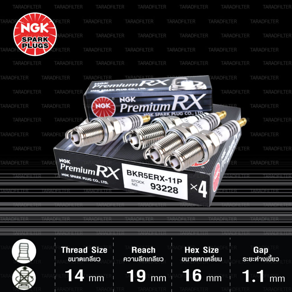 NGK หัวเทียน Premium RX ขั้ว Ruthenium BKR5ERX-11P [ ใช้อัพเกรด BKR5E-11 ] - Made in Japan