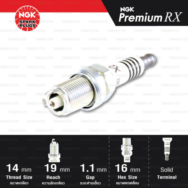 NGK หัวเทียน Premium RX ขั้ว Ruthenium BKR5ERX-11P [ ใช้อัพเกรด BKR5E-11 ] (1 หัว) - Made in Japan