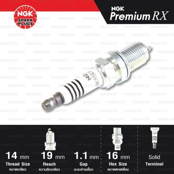 NGK หัวเทียน Premium RX ขั้ว Ruthenium BKR5ERX-11P [ ใช้อัพเกรด BKR5E-11 ] (1 หัว) - Made in Japan